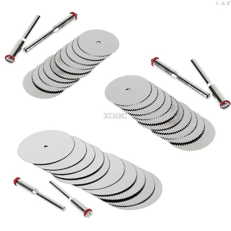 10 x 22mm Wood Circular Saw Blade Disc + 2 x Rod Dremel Rotary Cutting Tool M05