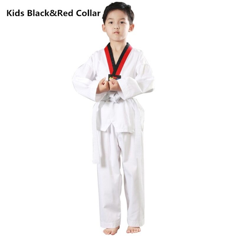 Witte Karate Katoen Taekwondo Dobok Streep Uniform Kleding Professionele Lange Mouwen Karate Pak Poomsae Voor Kind En Volwassen Judo