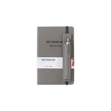 Cuero PU planificador de oficina negocio cuaderno de papelería escolar suministros Agenda planificador organizador pluma insertar bolsa Notebook: Gris oscuro