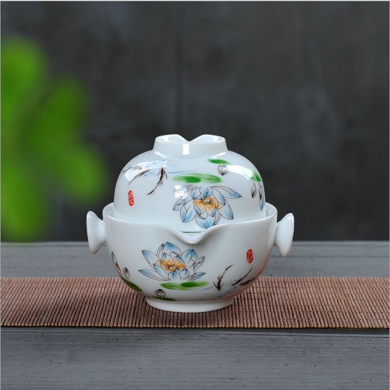Tesæt kung fu keramik tesæt 1 kande 1 kop tekande gaiwan smuk og nem tekande elkedel: Lysegrøn