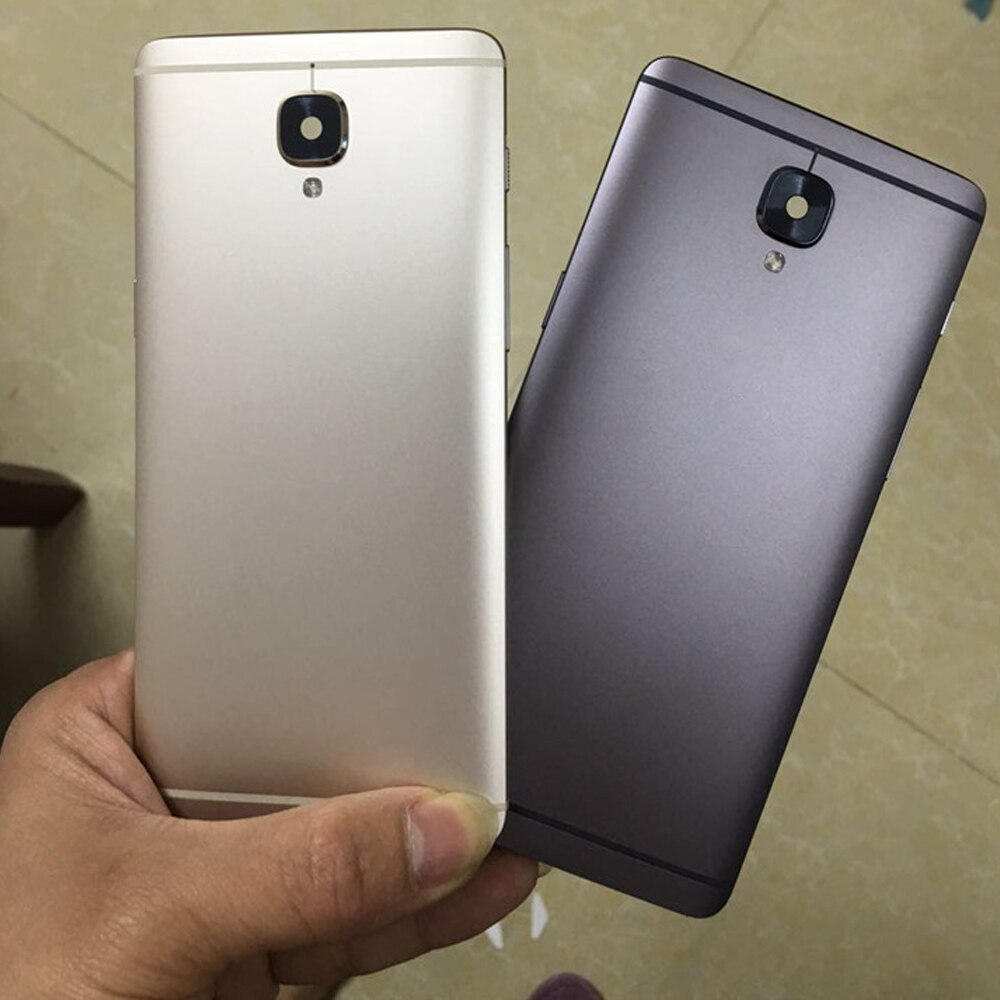 Alloggiamento Posteriore in metallo Copertura per Oneplus 3 3T Posteriore Porta Cassa di Batteria Pulsante Laterale + Obiettivo di Vetro per Oneplus 3 A3000 3T A3003 Della Copertura Posteriore