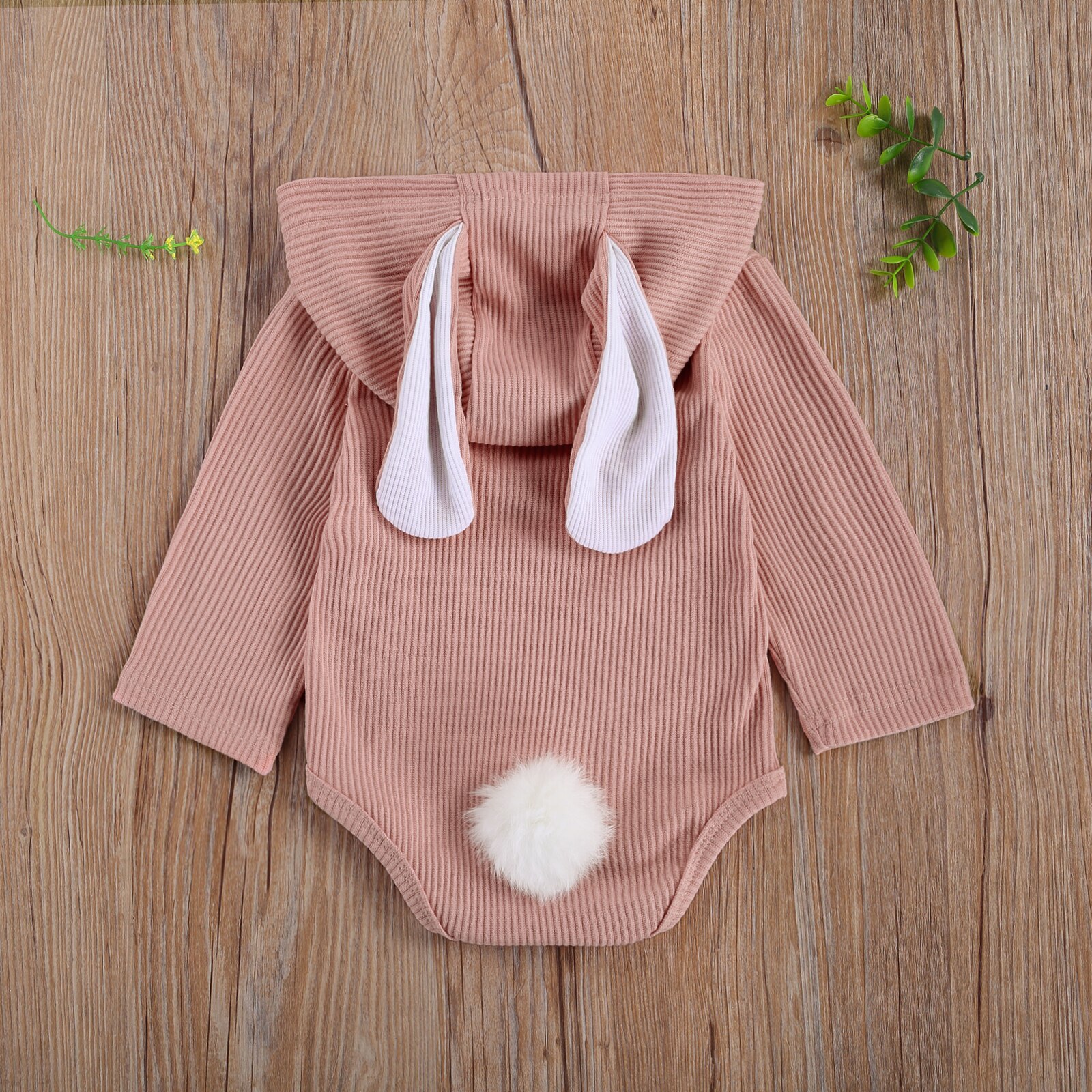 Focusnm bebê recém-nascido meninas meninos bodysuits urso sólido orelha com capuz botão de manga longa adorável macacões 0-18m