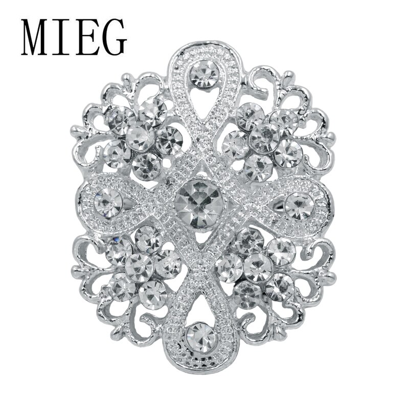 MIEG Clear Rhinestone Bijoux Pins Bloem Broches Voor Vrouwen Wedding Party Decoratie Charmant Sieraden
