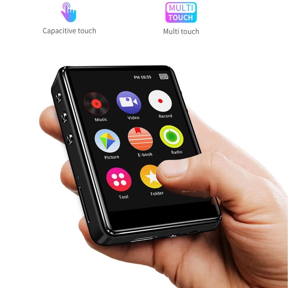 Touch Screen 2.4 inch Metal Bluetooth 5.0 MP3/MP4 Player HiFi Music Player Built-in Speaker With E-book Recording/FM Radio/Video