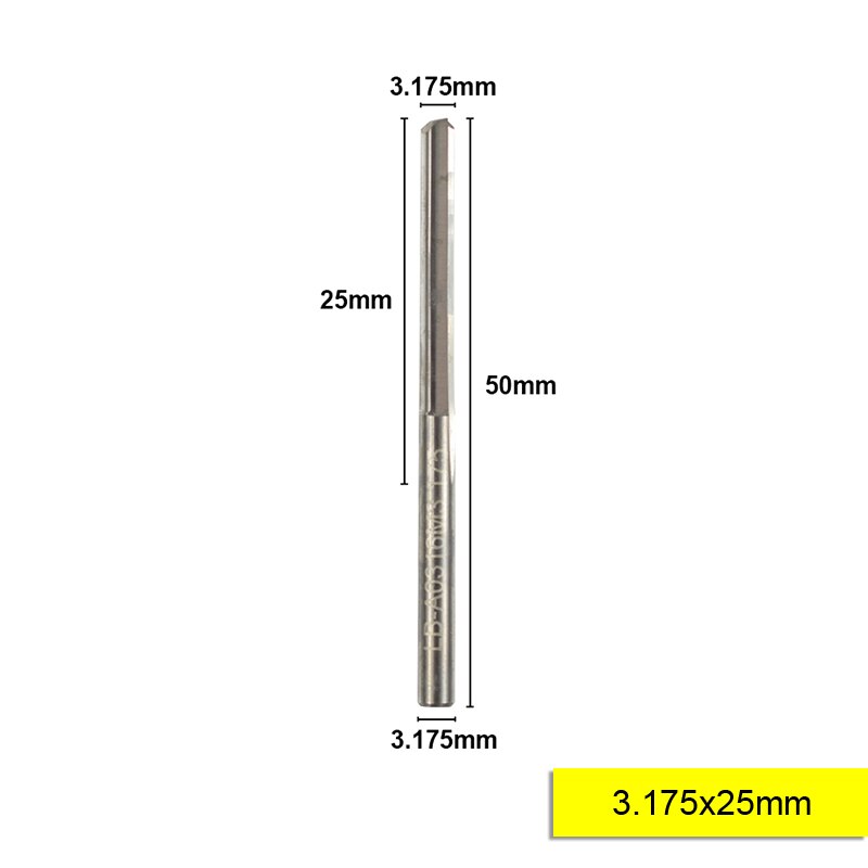 XCAN 10 pièces 3.175 tige 2 cannelure droite fente carbure fraise 12-32mm pour bois MDF plastique fraisage gravure: 10pcs 3.175x25mm