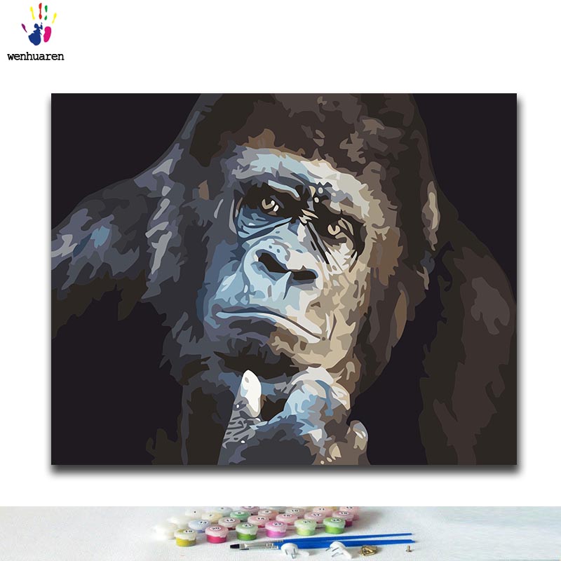 DIY Coloring paint by numbers Black gorilla paintings by numbers with kits 40x50 framed: 100575 / 40x50 with frame
