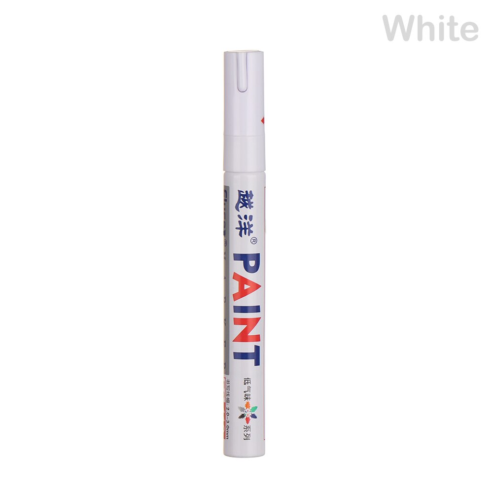 12 kleuren Waterdichte Auto Tyre Loopvlak Rubber Paint Pen Permanente Verf Marker Pennen Graffti Kras Reparatie Applicator Tool: WHITE