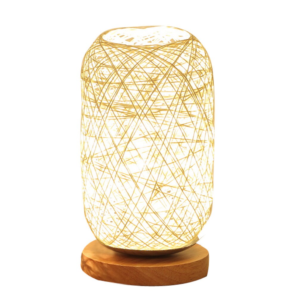 Unieke Hout Rotan Touw Bal Lichten Tafellamp Kamer Home Art Decoratie Bureaulamp Volle Licht shading