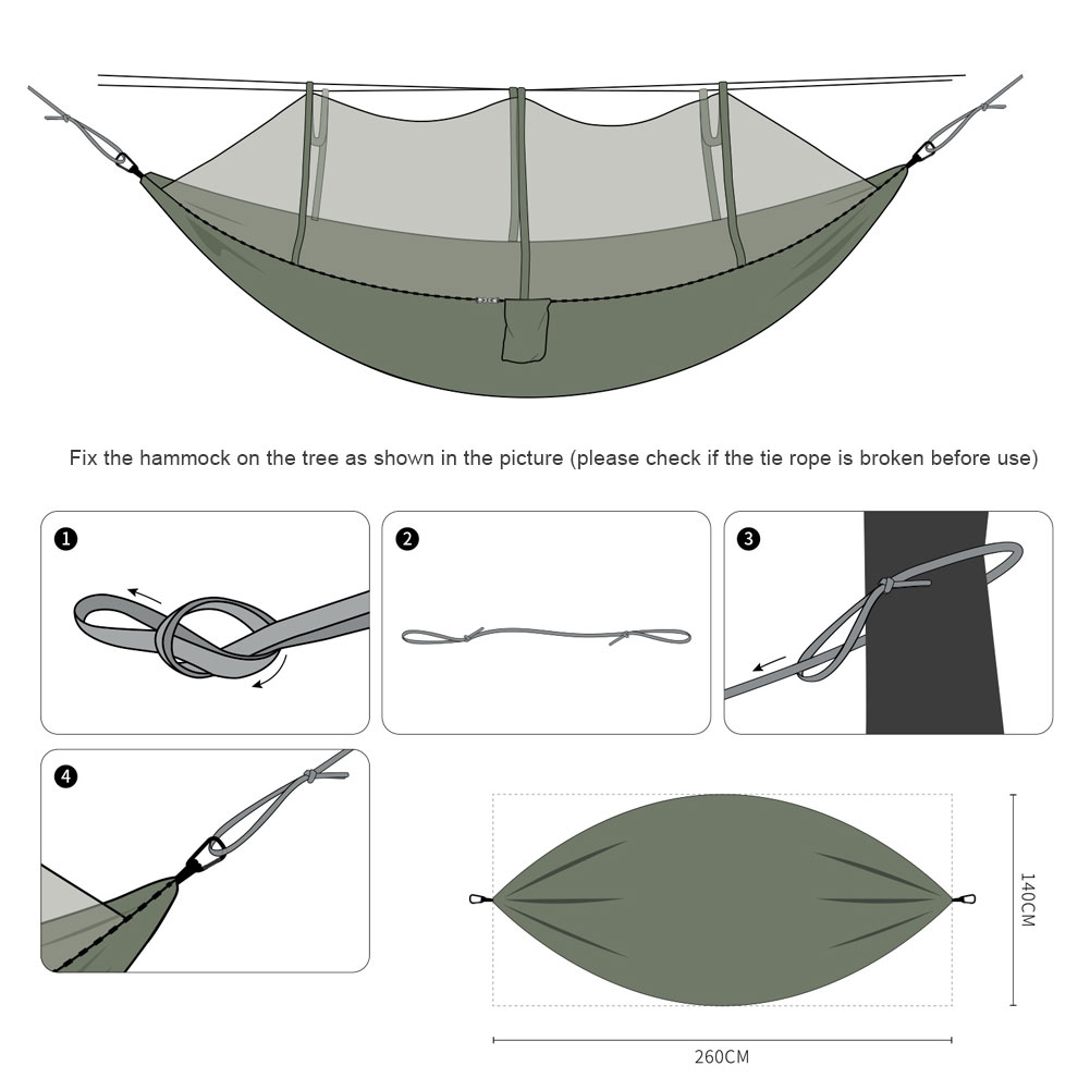 Tragbare outdoor-moskitonetz-hängematte, 210t nylon-anti-moskito-fallschirmstoff, luft-campingzelt, hänge-schlafschaukel