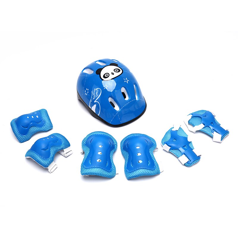 7 pièces/ensemble enfants patinage cyclisme casque garde coude genou genouillères enfants: Bleu