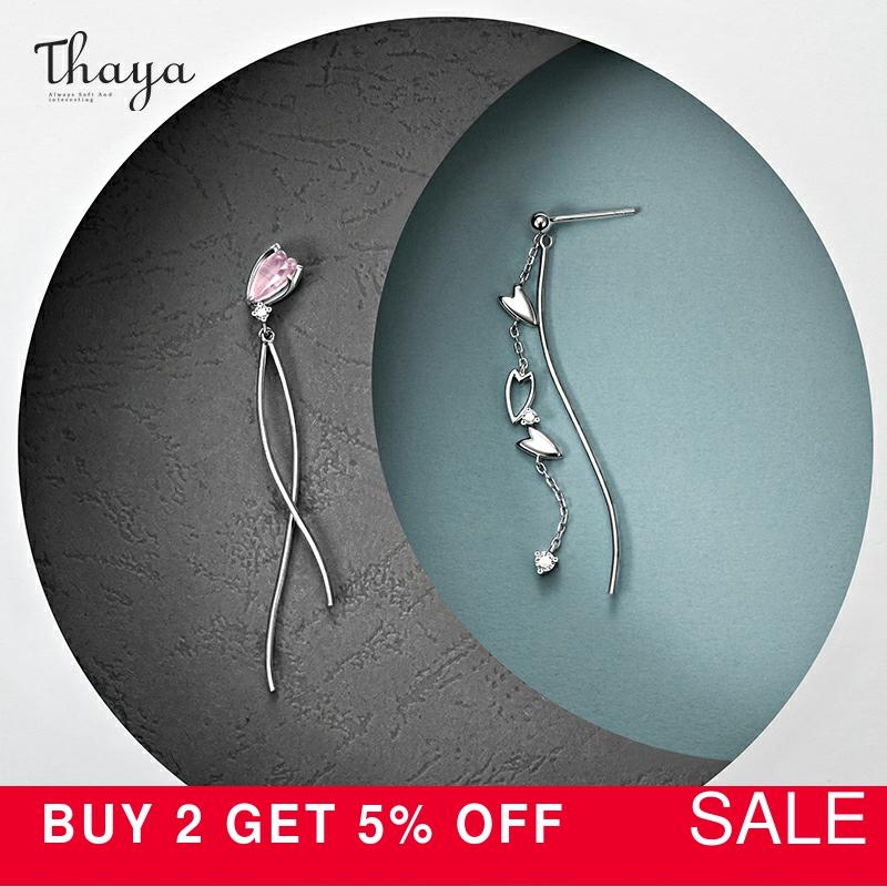 Thaya gefallen Kirschblüzehn Ohrringe S925 Silber ZirconEarring Quaste Stil Für Frauen Silber Ohrring Edlen Schmuck