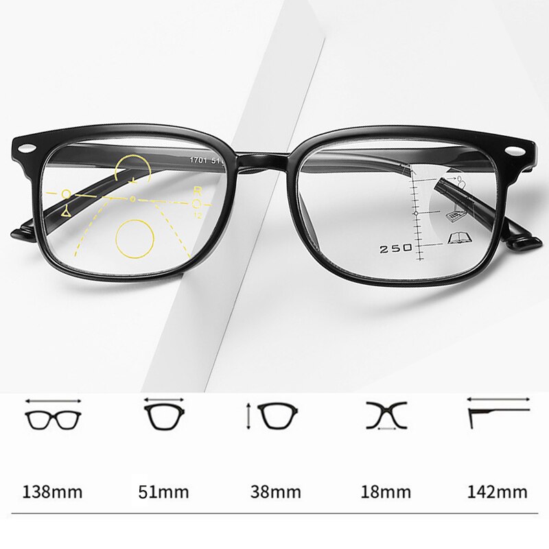 Progressive Reading Glasses Men Women Multifocal Presbyopic Glasse See Far Near Anti-blue Light Low Bridge Big Full Frame