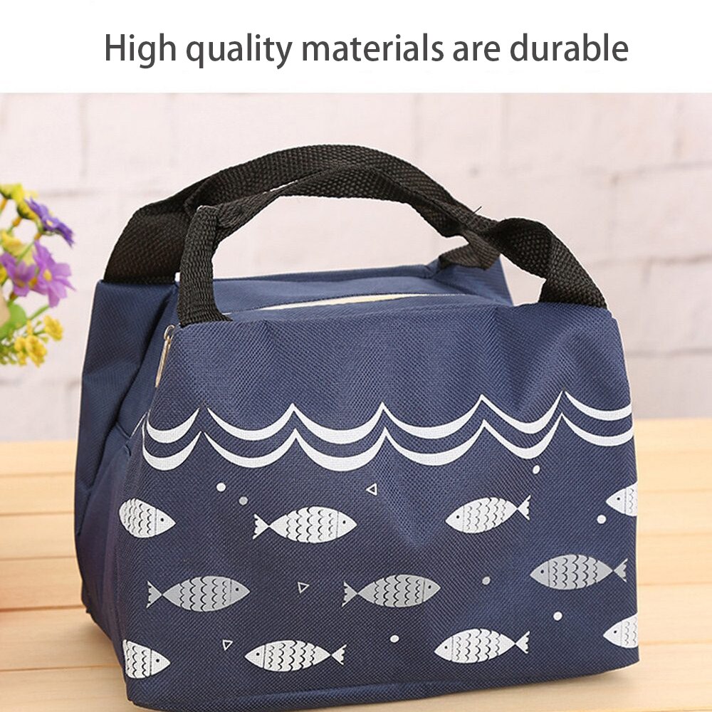 Cute Cartoon Owl Lunch Box Food Container Storage Box Portable Kids Student Lunch Box Bento Box Container With Compartments Case: Tibetan blue bag