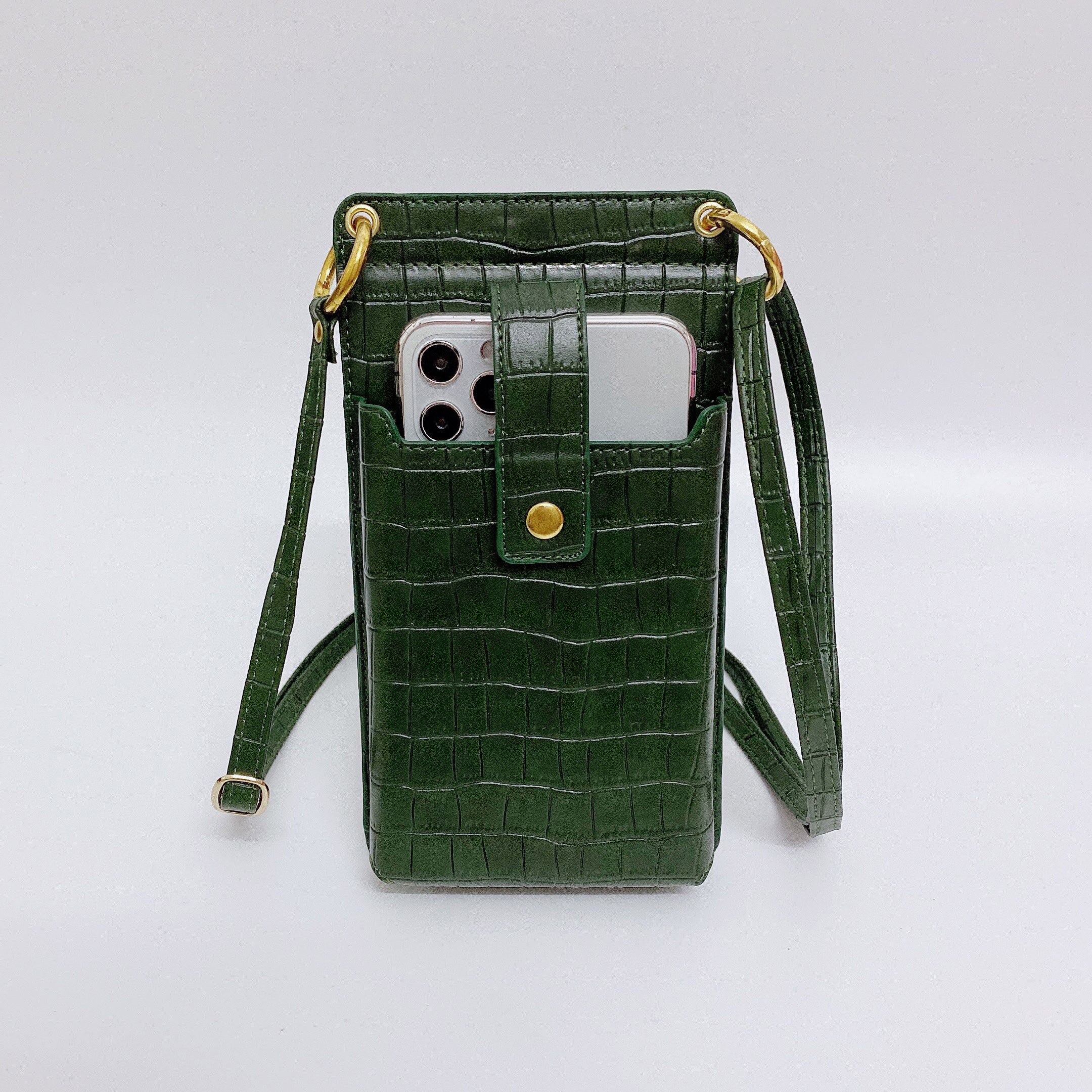 Universele Neck Strap Telefoon Bag Case Pouch Voor Xiaomi Redmi Note 9 Pro Max 9S 9A 9C 8 8T 8A 7A 7 S1 S2 A3 Card Pocket Spiegel Capa: Green