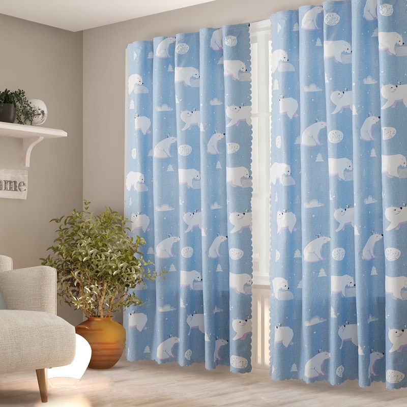 Velcro Blackout Curtains Punch-free Easy Install Blind Drapes Modern Style Living Room Bedroom Window Treatments Home Decor: Polar Bear / W200xH225cm