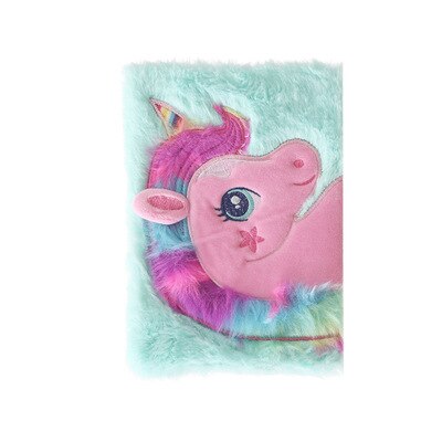 Plush Unicorn Notebook, Magic Diary for Girls Lovely Unicorn Fluffy Notebook 160 Pages for Writing and Drawing Birthday for Girl: Sky blue