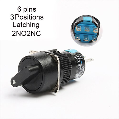 16mm 2/3 positions Latching self locking 3/6 pins push Rotary button switch round selector switch Round/square/rectangular head: Yellow
