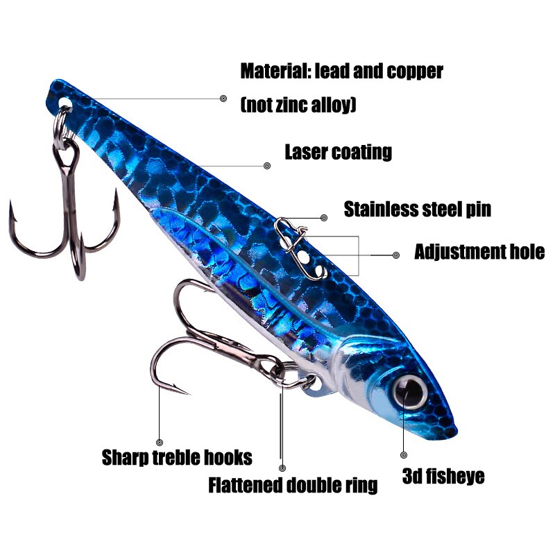Lot d&#39;appâts en métal pour la pêche, leurre vibrant pour attraper des poissons tels que les bars, les brochets, les perches, les cigales, coulant, vibrant, avec lame, 7g, 12g, 17g, 5 pièces