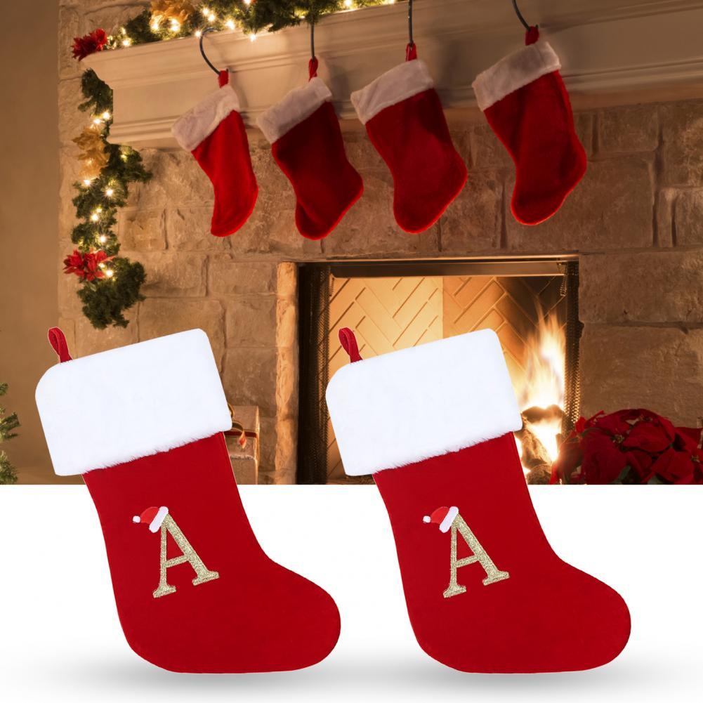 Bas de noël avec lettres nordiques imprimées, fabrication exquise avec lettres de l'alphabet, bas de noël pour la maison