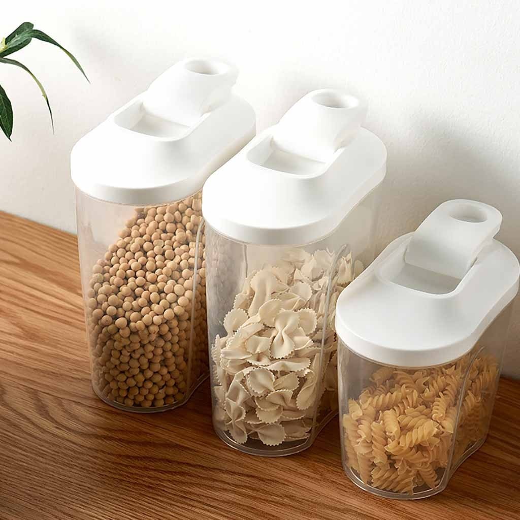 Food Storage Box Top Selling Plastic Cereal Dispenser Storage Box Kitchen Food Grain Rice Container Nice 2 Models White