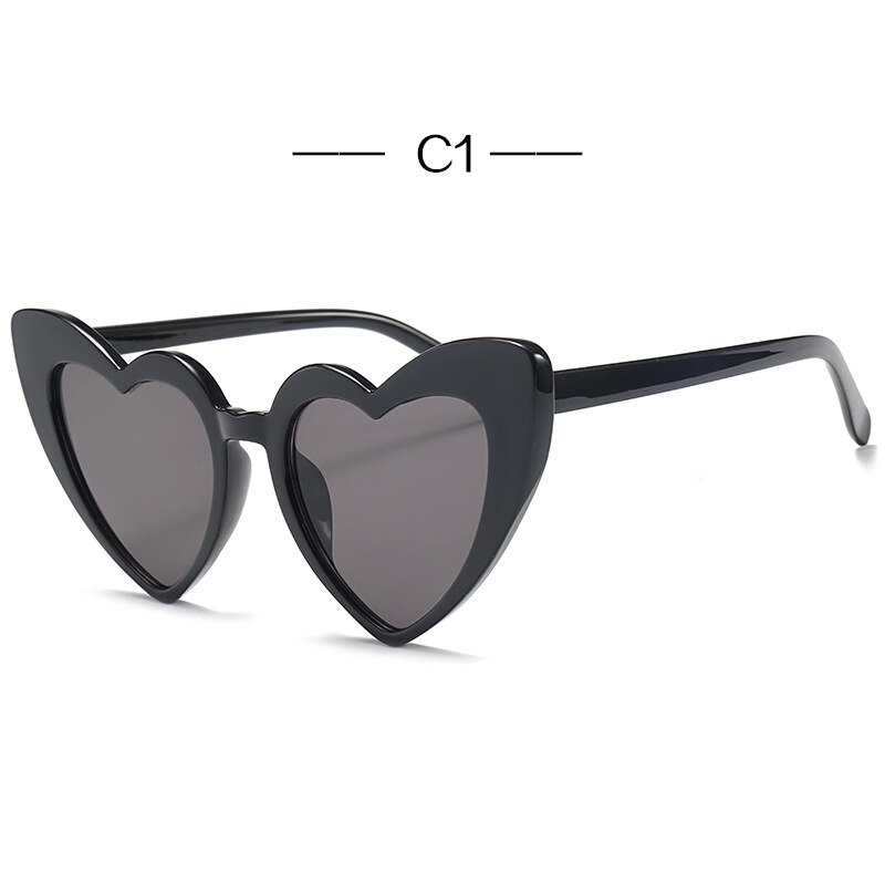 Uvlaik Hart Zonnebril Vrouwen Lolita Liefde Glazen Vintage Zonnebril Reflecterende Brillen UV400 Retro Bril: BLACK