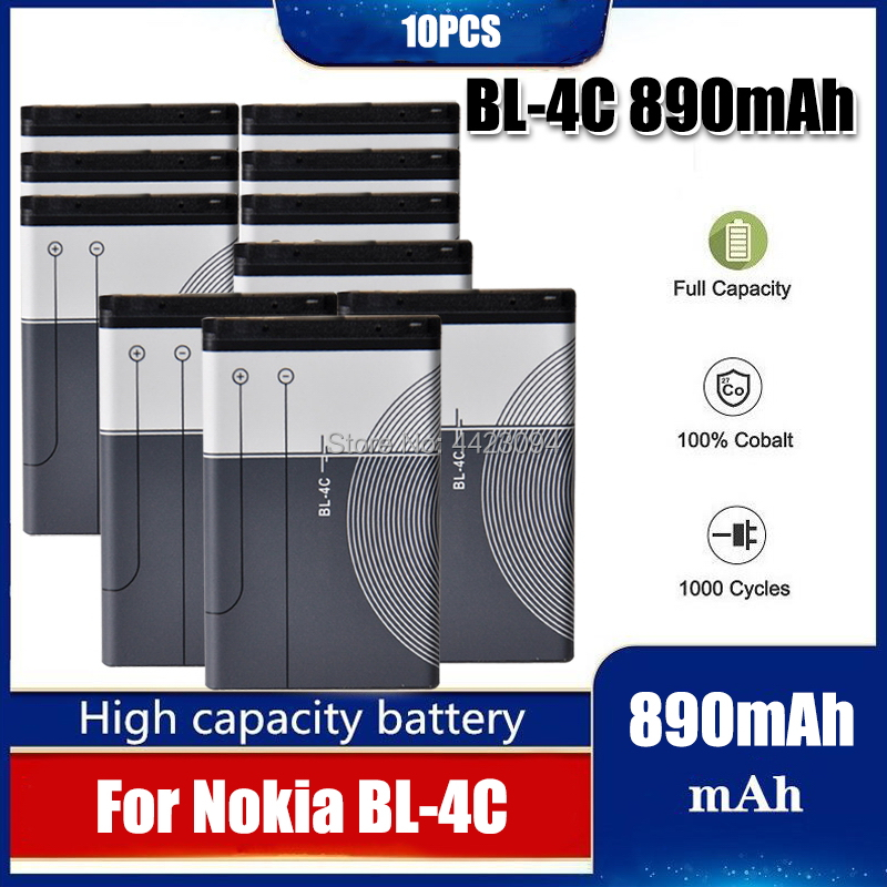 890mAh BL 4C BL-4C batería para Nokia 6100, 6125, 6136, 6170, 6300, 7705, 7200, 7270, 8208 de la batería BL4C: 10pcs