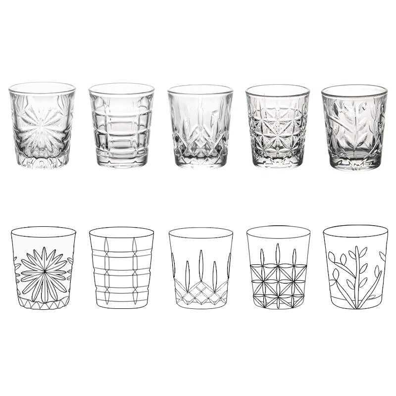 50ml shotglass, whisky shotglass, mini glass kopper til likør, doble sideglass, tequila kopper små glass skudd kopper