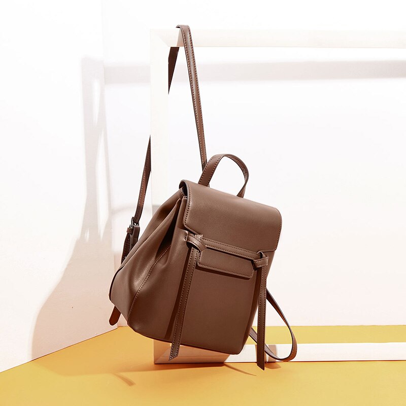 Bisonjs leren damesrugzakken schoudertas reistas dames mochila ipad schooltassen voor meisjes  b1839: Bruin