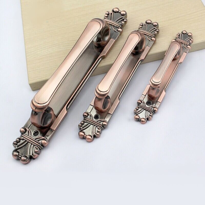 Poignée de porte en cuivre antique avancée, poignée de porte de meuble gravée, poignée de porte en verre rétro, accessoires de quincaillerie