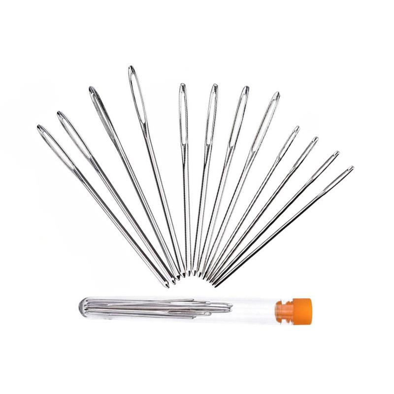 Knitting Needles Large Eye Blunt Sewing Needles Cross Stitch Knitting Needle Leather Embroidery Thread Needle Sewing Accessories: 12pcs