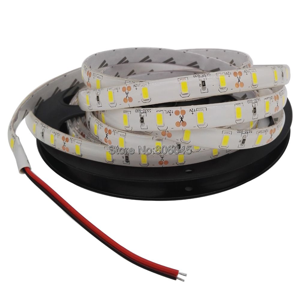 5m 12V 5630 LED Strip Light 5730 SMD Warm 3000K 6500K Cold Nature White 4000K Red Green Blue Flexible Tape 60LEDs/m 120LEDs/m