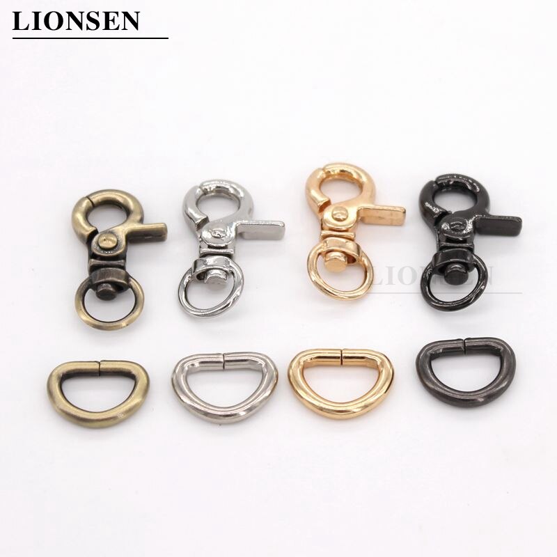 Lionsen 8Sets Metalen Trigger Sluitingen Clips Snap Gesp Haak D Ring Voor Sleutelhanger Diy Tas Sleutelhanger Handtas Hardware accessoires