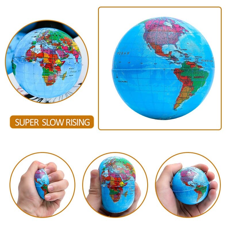 1 Pcs 63 Mm Aarde Bal Speelgoed Voor Kinderen Schuim Globe Anti Stress Wereldkaart Bal Atlas Globe Palm bal Planeet