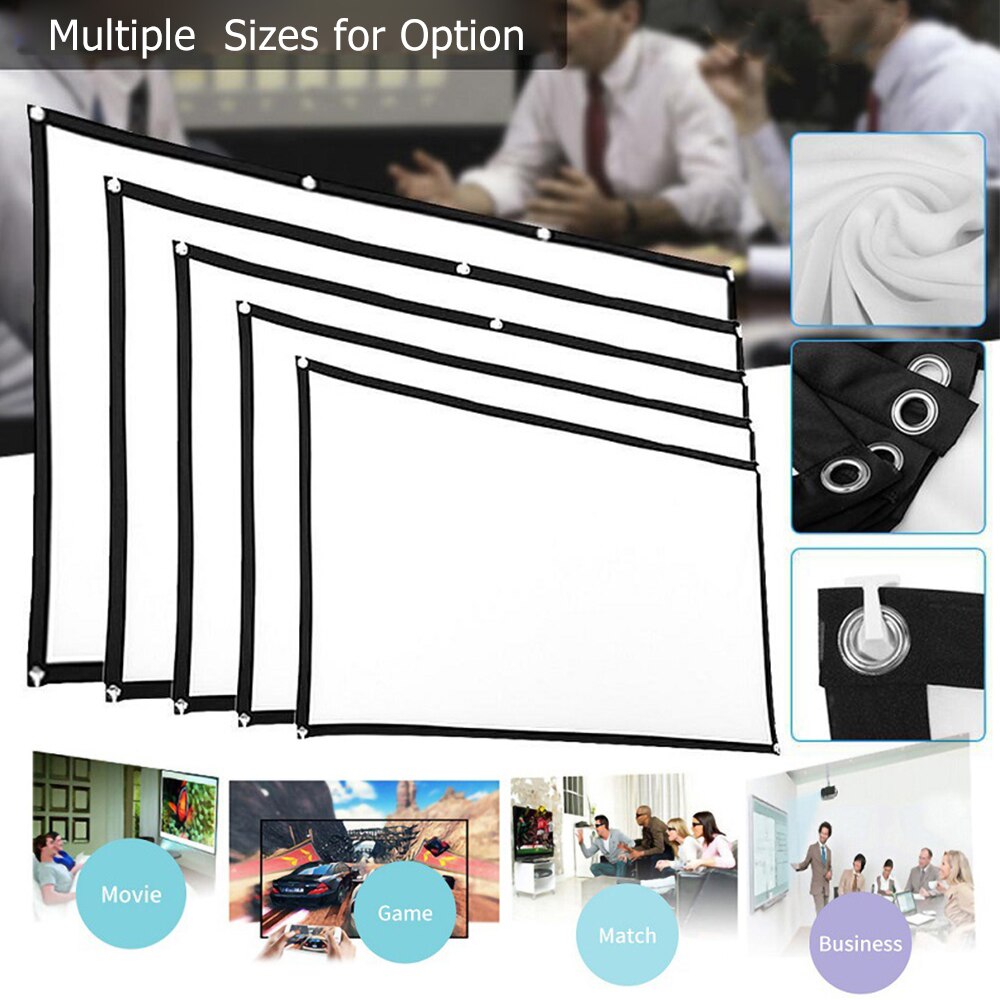 60-150 Inch Studio Video Photo Projector Screen 16:9 HD Projection Screen Anti-Crease Rear Front Projection Movie Screen Outdoor