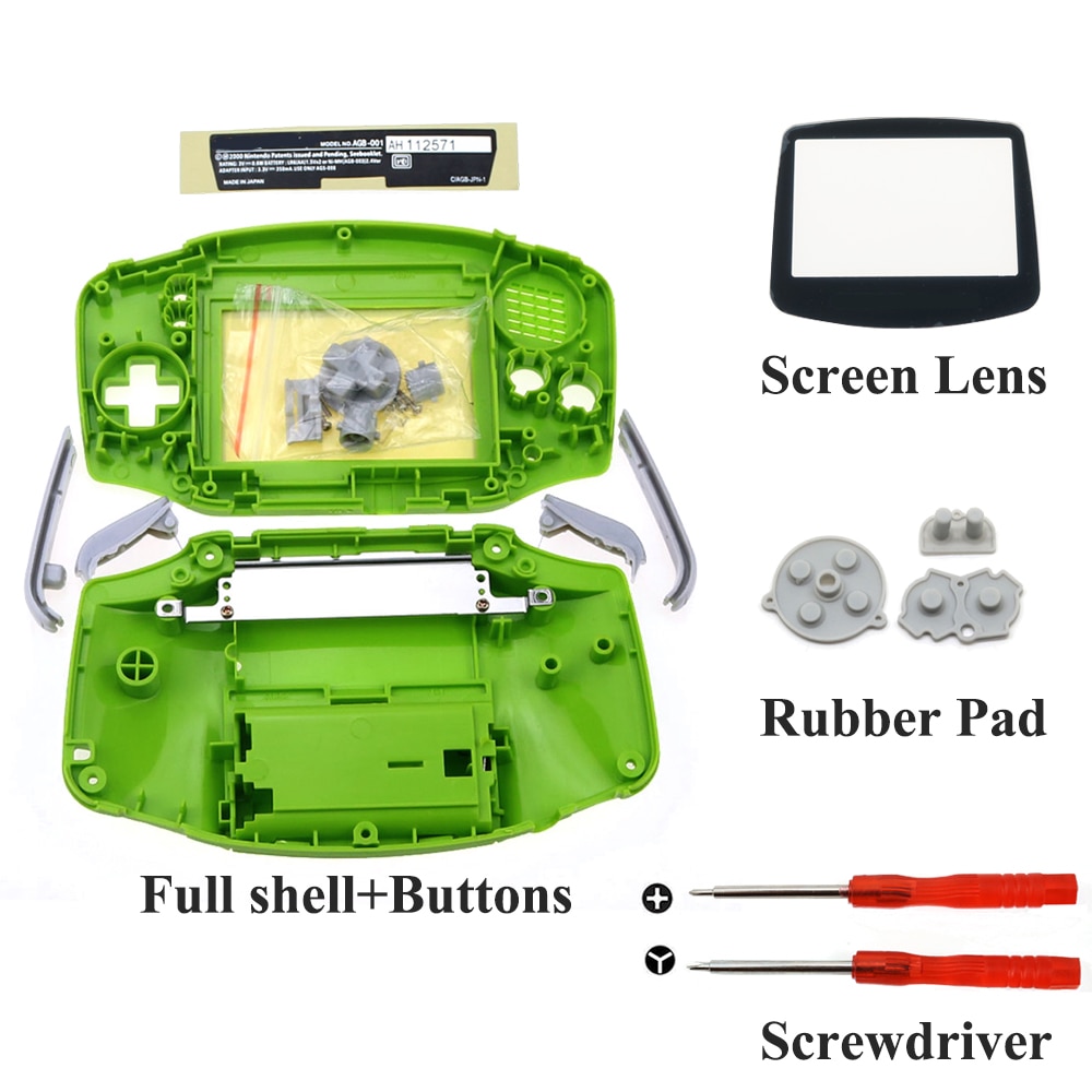 YuXi DIY Full set housing shell cover case w/ conductive rubber pad buttons and Screwdriver for GameBoy Advance for GBA console