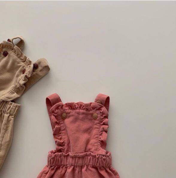 2022 Lente Baby Meisje Overalls Mode Meisjes Corduroy Band Broek Mouwloze Kids Jumpsuit Schattige Baby Meisje Kleding 1-4Y