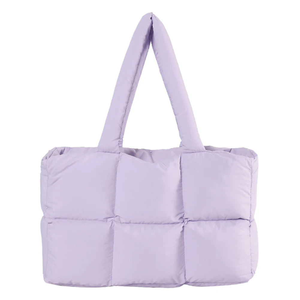 Dames gewatteerde handtas effen kleur gewatteerde enkele schoudertas grote capaciteit zachte cloud draagtas trendy tassen voor woon-werkverkeer