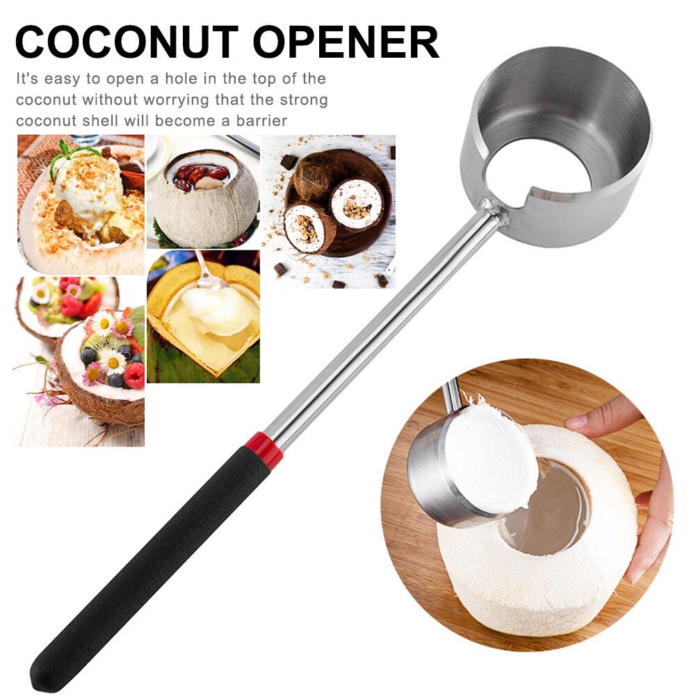 Kokosnoot Opener Tool Set Rvs Opener Kokosnoot Vlees Tool Houten Handvat Rubber Keuken Handmatige Opening Tool