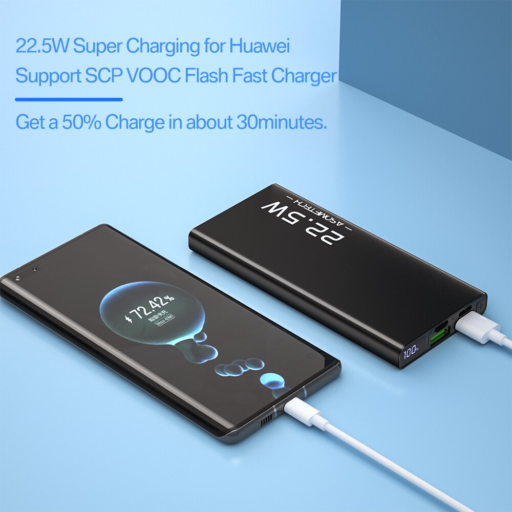 10000mAh Energie Bank 22,5 W QC 4,0 PD VOOC 5A schnell aufladen Energie USB Typ C Zwei-weg schnelle Ladung Externe Batterie Ladegerät