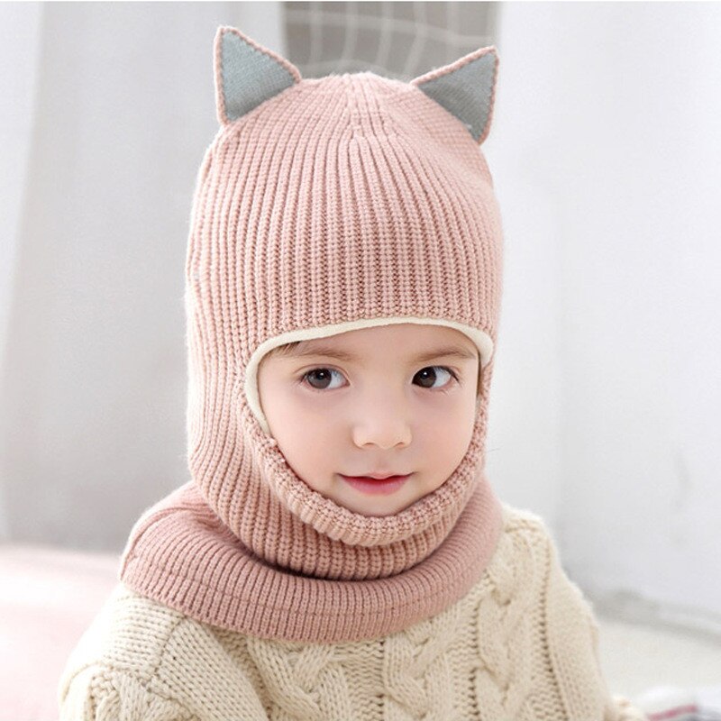 Bébé hiver chapeau pompon enfants tricoté chapeaux bébé filles garçons chapeau avec doublure en polaire chaude chapeaux pour enfants filles chapeaux d'hiver: style B-light pink