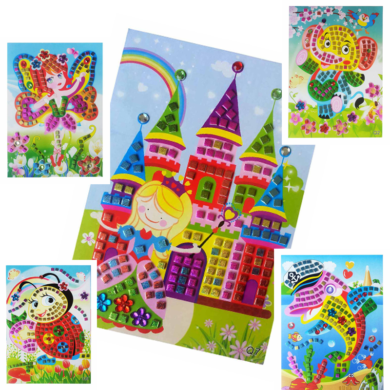 12 teile/los Mosaik Aufkleber Puzzle funkeln Eva Kindergarten Baby DIY Kunst Handwerk Bausatz Vorschule freundlicher Pädagogisches Spielzeug