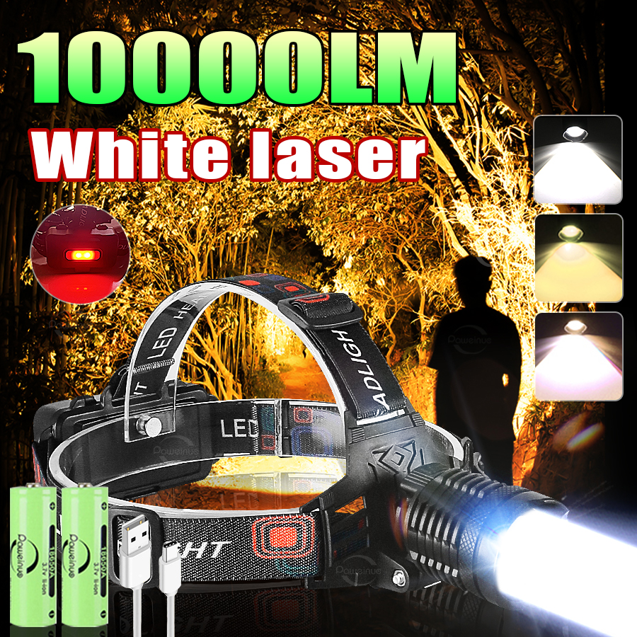 Warm/White Powerful LED Headlamp Fishing Headlight Rechargeable Head Flashlight High Power Outdoor 18650 Head Lamp Fishing Light