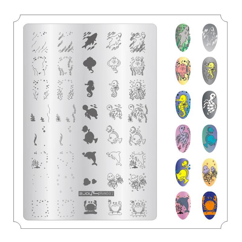 ZJOY-PLUS 1Pcs 9.5*14.5CM Nail Art Stamping Plates Stamping Nail Image Templates Manicure Stencils For Nails Stamps 19 Styles: 7