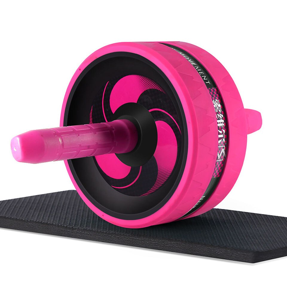 Rodillo y cuerda para saltar, rueda Abdominal sin ruido, con esterilla para brazo, cintura, pierna, ejercicio, gimnasio, equipo de Fitness, construcción corporal: Rosa