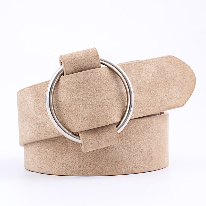 womens round casual ladies belts for jeans Modeling belts without buckles leather belt cinturon mujer: khaki