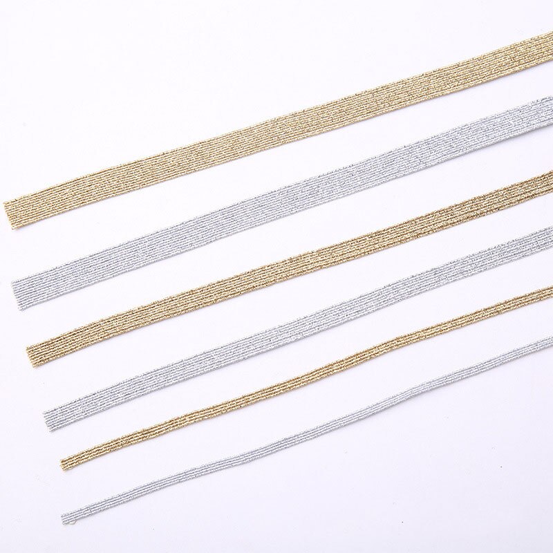 3mm 6mm 9mm 5 yards gillter goud zilver elastische banden spandex rubberen band tailleband stretch touw elastisch lint kant rand
