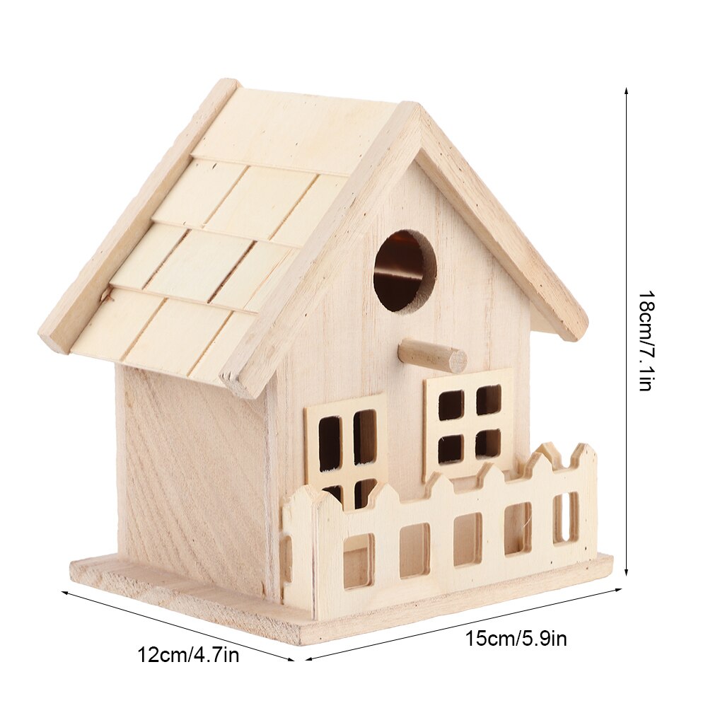 Hanging Wooden Bird House Breeding Cage Box Feeding Nest Garden Backyard Balcony Pendant Birdhouse Home Decora Bird Nest: D