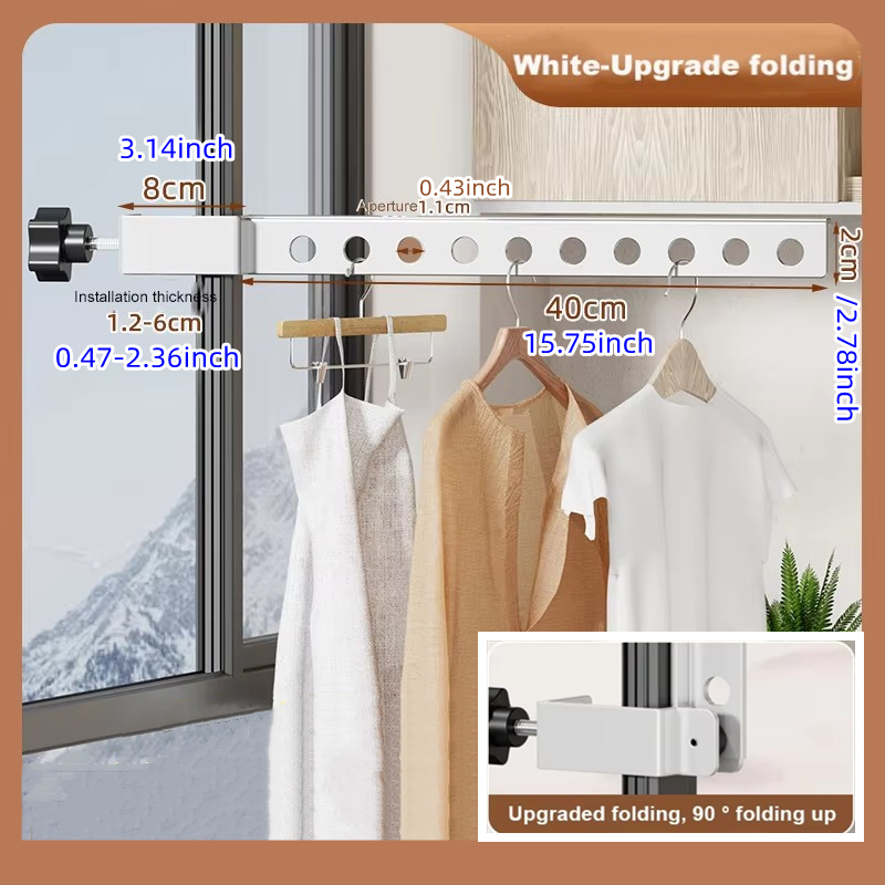 Perchero de ropa negro giratorio plegable, perchas para ropa, colgador montado en la pared, tendedero, ahorro de espacio, organización de ropa de aluminio: Verde claro