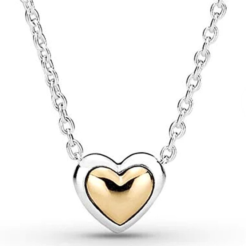 Sparkling Heart Wishbone Koepelvormige Gouden Hart Collier Ketting Voor 925 Sterling Zilveren Kraal Charm Armband Diy Sieraden: 1