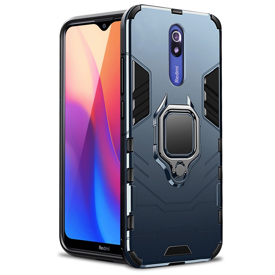 Shockproof Armor Rubber Silicon Case For Xiaomi Redmi 8A case Redmi 8A Bumper TPU Back Cover for Redmi 8 case for xiaomi redmi 8: For Redmi 8A / Blue Finger Ring 1